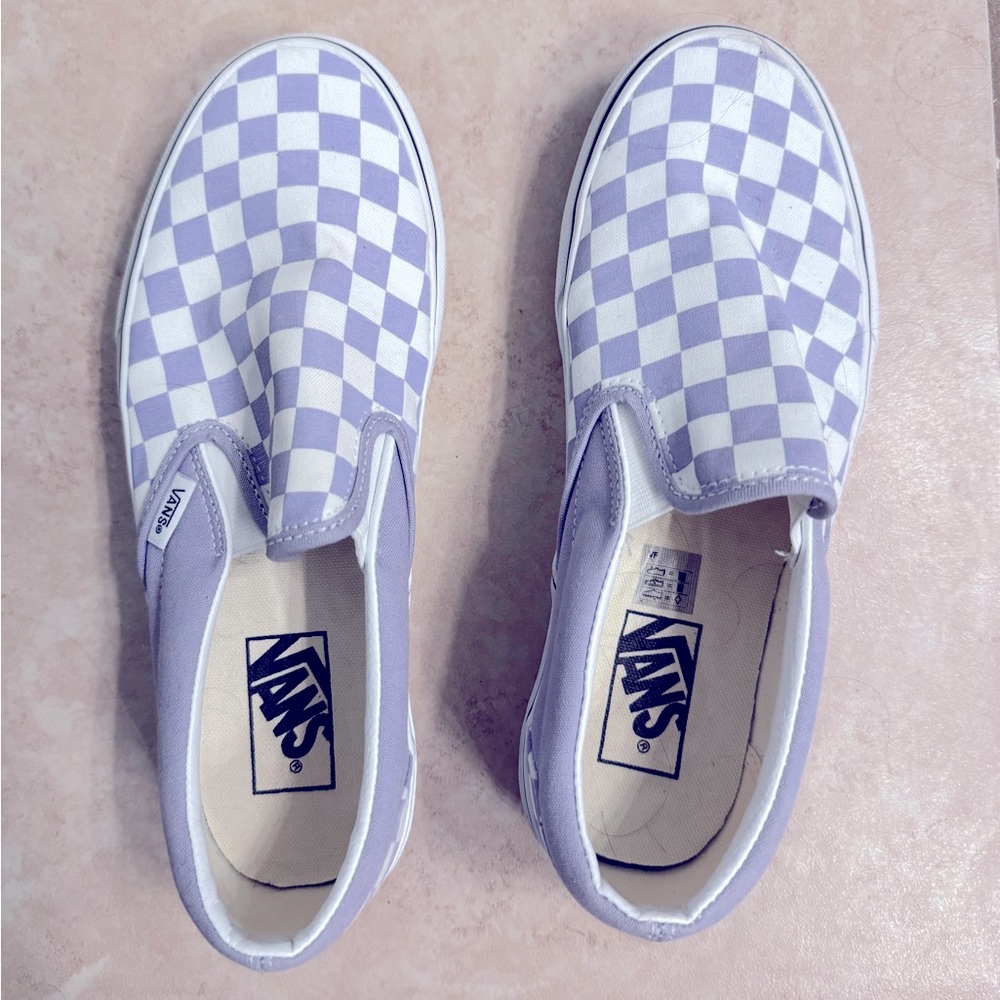 Van’s Women Classic Slip-On Checkerboard Shoe -Purple Size 8.5